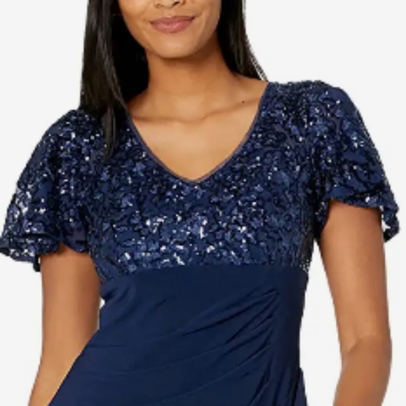 Alex Evenings Sequin V-Neck Knee-Length Dress – Size 18 - Picture 9 of 14